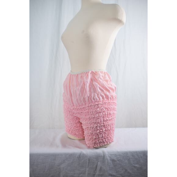 Vintage Pink Ruffle Pettipants Bloomers Lace Boudoir Lingerie Burlesque Pinup, M - Picture 5 of 13